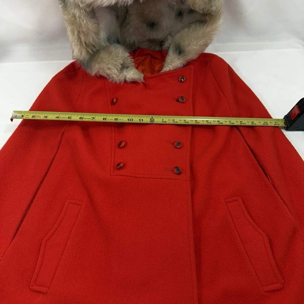 Vintage Red Leopard Faux Fur Womens Cloak Vest Gilet Cape One‎ Size